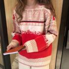 Printed Sweater Sweater - Red - One Size