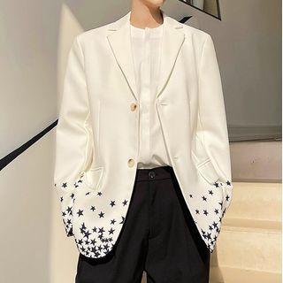 Star Print Two Button Blazer