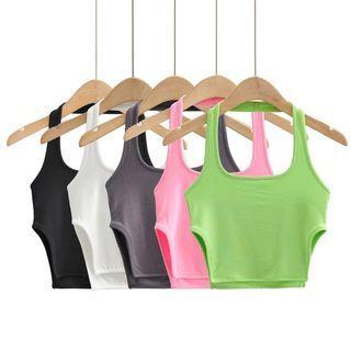 Halter Square Neck Plain Crop Top