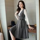 Set: Long-sleeve T-shirt + Sleeveless Midi Dress