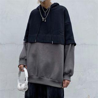 Two Tone Panel Hooded Pullover