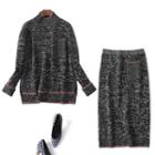 Melange Sweater / Midi Knit Pencil Skirt