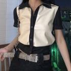 Paneled Short-sleeve Crop Top