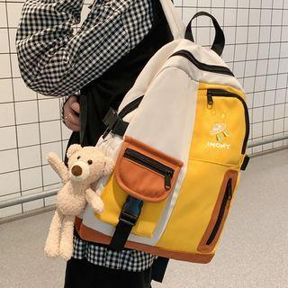 Color Block Embroidered Backpack / Bag Charm