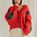Color Block Crop Cardigan