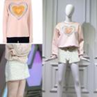 Heart Embroidered Pullover / Plain Shorts