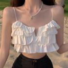 Layered Ruched Trim Plain Camisole Top