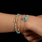 Evil Eye Turquoise Layered Alloy Bracelet Gold & Aqua Blue - One Size
