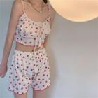 Strawberry Printed Camisole Top / Strawberry Printed Shorts As Shown In Figure - One Size