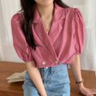 Short-sleeve Double Breasted Crop Shirt