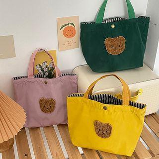 Bear Embroidered Mini Tote Bag
