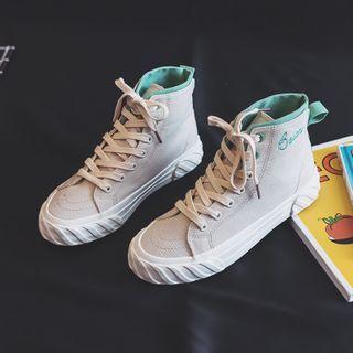 High Top Canvas Lace Up Sneakers