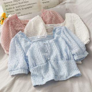 Square-neck Chiffon Crop Top