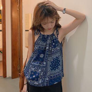 Patterned Tie-strap Camisole Top