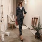 Set: Double-breasted Striped Blazer + Striped Pants