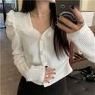 Long-sleeve Slim-fit Cropped Cardigan