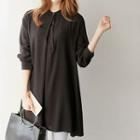 Long-sleeve Half-placket Mini Dress