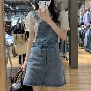 Denim Overall Dress / Short-sleeve Print T-shirt