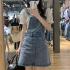 Denim Overall Dress / Short-sleeve Print T-shirt