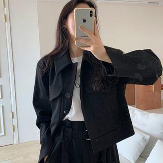 Plain Cargo Jacket / High-waist Plain Skirt