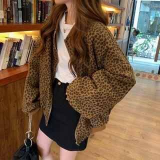Leopard Oversize Zip Jacket Leopard - One Size