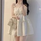 Chain Strap Ruffled A-line Dress White - One Size