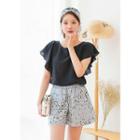 Band-waist Pattern Shorts With Hair Band