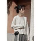 Button Detail Sweater White - One Size