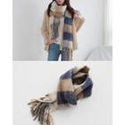 Fringed Check Long Winter Scarf