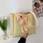 Set: Faux Leather Tote Bag + Bag Charm