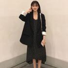 One-button Blazer / Sleeveless Dotted Dress