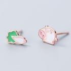 Non-matching 925 Sterling Silver Pig & Vegetable Earring