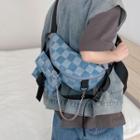 Checkered Denim Chained Belt Bag