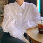 Puff Long-sleeve Ruched Plain Shirt