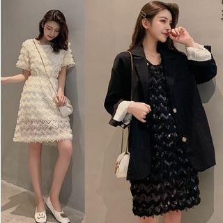 Short-sleeve Sequined A-line Dress / Blazer