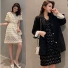 Short-sleeve Sequined A-line Dress / Blazer