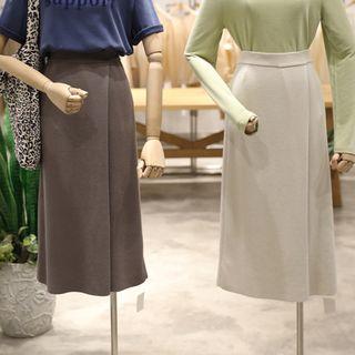 Plain Split Hem Knit Midi Skirt