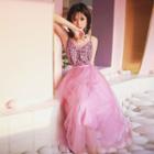 Set: Spaghetti Strap Top + Maxi A-line Sheer Skirt