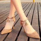 Tasseled Ankle Strap Pointed Toe Pumps