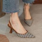 Houndstooth Pointy-toe High-heel Sandals