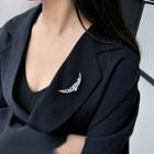 Rhinestone Moon Brooch