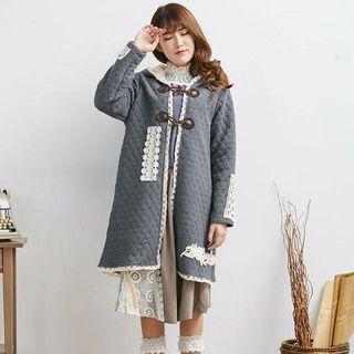 Crochet-panel Hooded Coat
