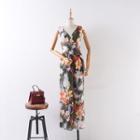 Floral Sleeveless V-neck Jumpsuit