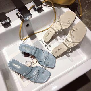 Transparent Strappy Kitten-heel Sandals