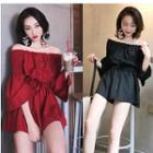 Off Shoulder Elbow-sleeve Playsuit