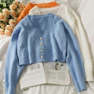 Embossed Cropped Cardigan In 6 Colors