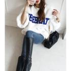 Letter-appliqu  Oversized Faux-fur Pullover