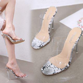 Transparent Strap High Heel Slide Sandals