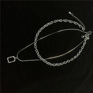 Layered Pendant Chain Necklace Layered - Silver - One Size