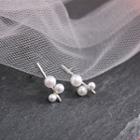 925 Sterling Silver Faux Pearl Stud Earring Silver & White - One Size